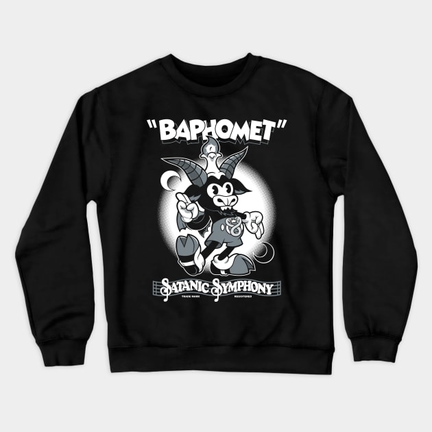 Baphomet - Vintage Cartoon Rubber Hose Devil - Satanic Symphony Crewneck Sweatshirt by Nemons